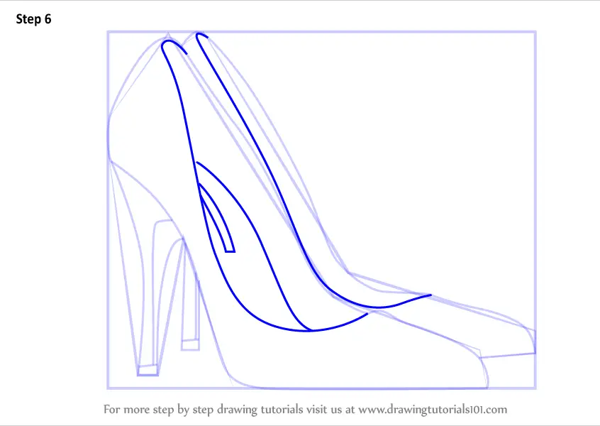 Learn How to Draw High Heeled Shoe (Fashion) Step by Step : Drawing