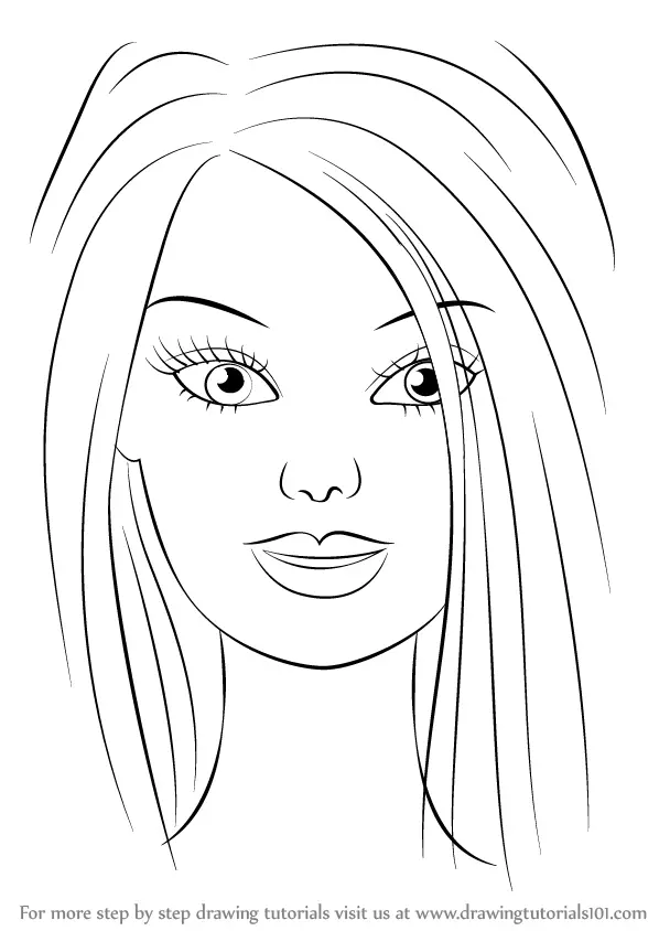 Learn How to Draw Barbie Face (Barbie) Step by Step Drawing Tutorials