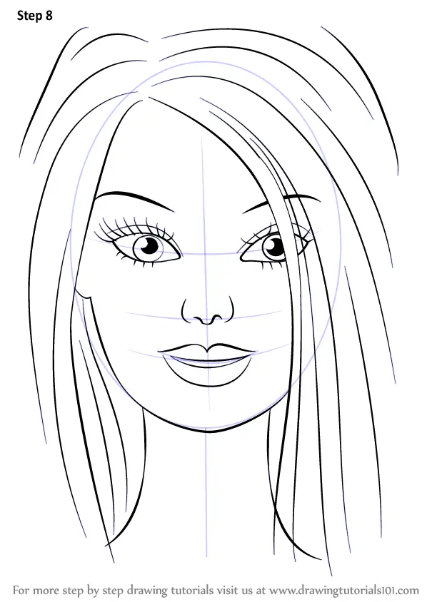 Learn How to Draw Barbie Face (Barbie) Step by Step Drawing Tutorials