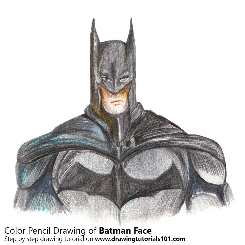 Batman Face Color Pencil Drawing