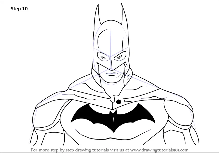 Learn How to Draw Batman Face (Batman) Step by Step : Drawing Tutorials