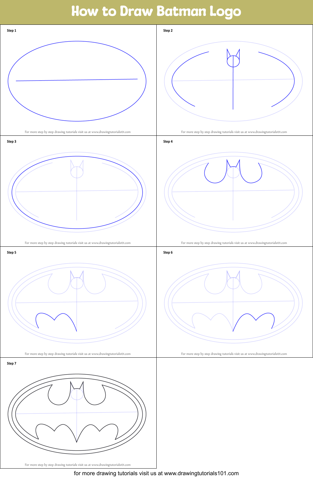 How to Draw Batman Logo printable step by step drawing sheet ...