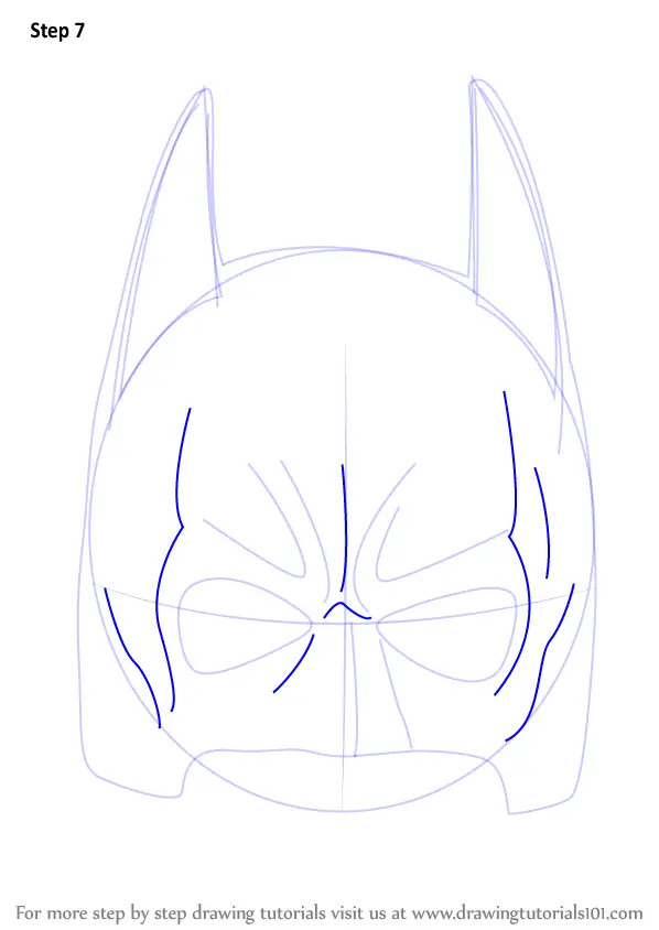 Learn How to Draw Batman Mask (Batman) Step by Step : Drawing Tutorials