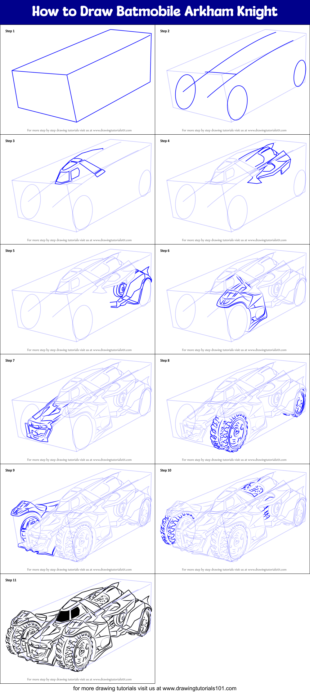 How to Draw Batmobile Arkham Knight printable step by step drawing ...