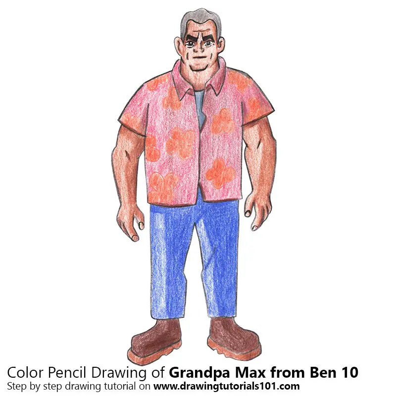 Grandpa Max from Ben 10 Color Pencil Drawing