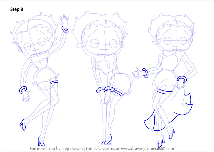 step by step drawing betty boop