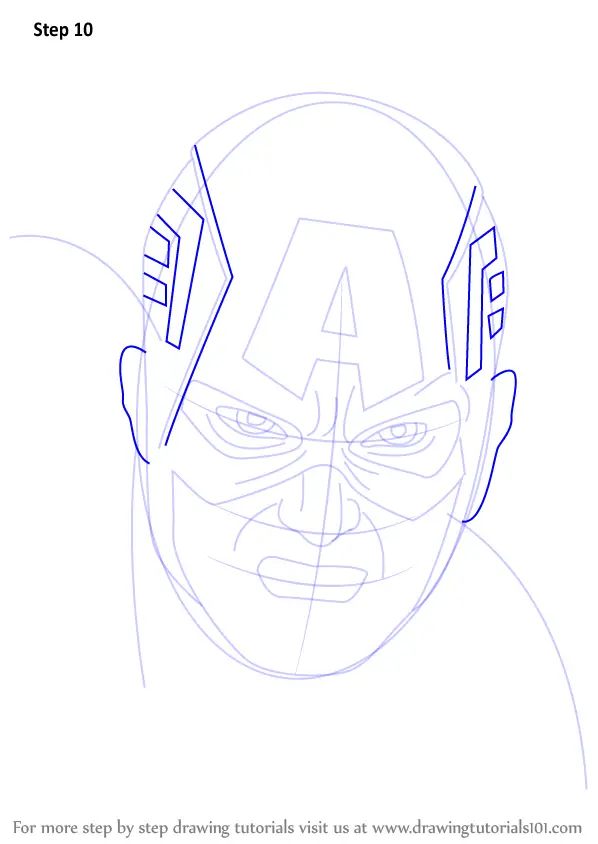 Learn How To Draw Captain America Face Captain America Step By Step Drawing Tutorials