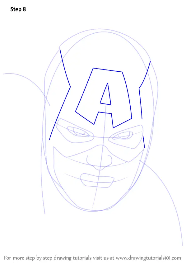 Learn How to Draw Captain America Face (Captain America) Step by Step ...