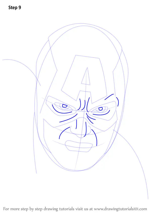 Learn How to Draw Captain America Face (Captain America) Step by Step ...