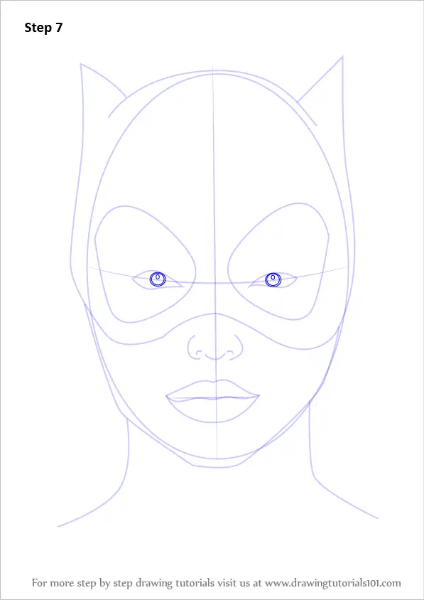 Learn How to Draw Catwoman Face (Catwoman) Step by Step Drawing Tutorials