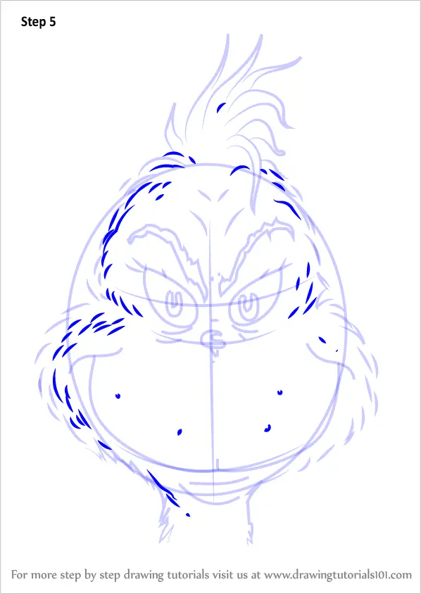 Learn How to Draw The Grinch Face (Grinch) Step by Step Drawing Tutorials