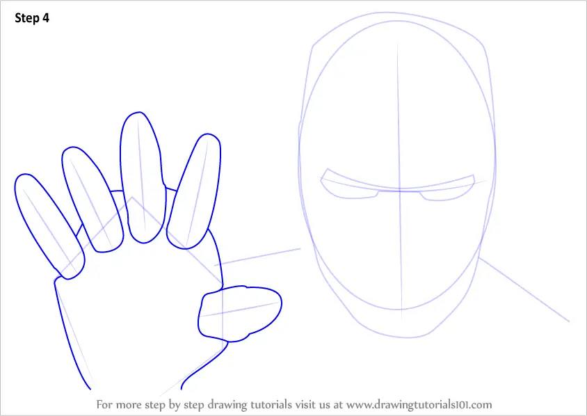 Step by Step How to Draw Iron Man Face : DrawingTutorials101.com