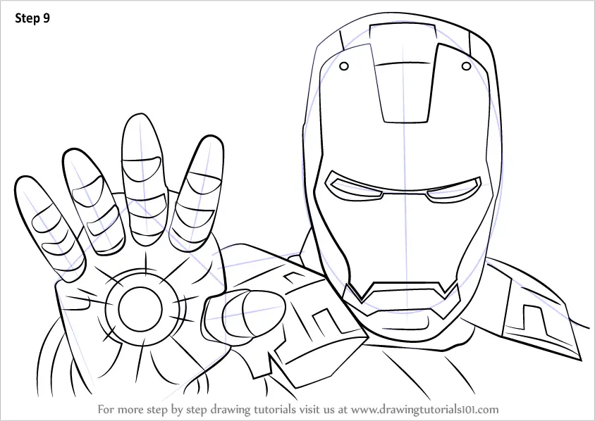 Learn How to Draw Iron Man Face (Iron Man) Step by Step Drawing Tutorials