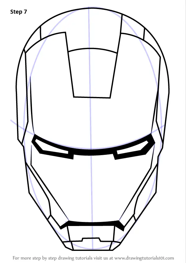 Step by Step How to Draw Iron Man's Helmet : DrawingTutorials101.com