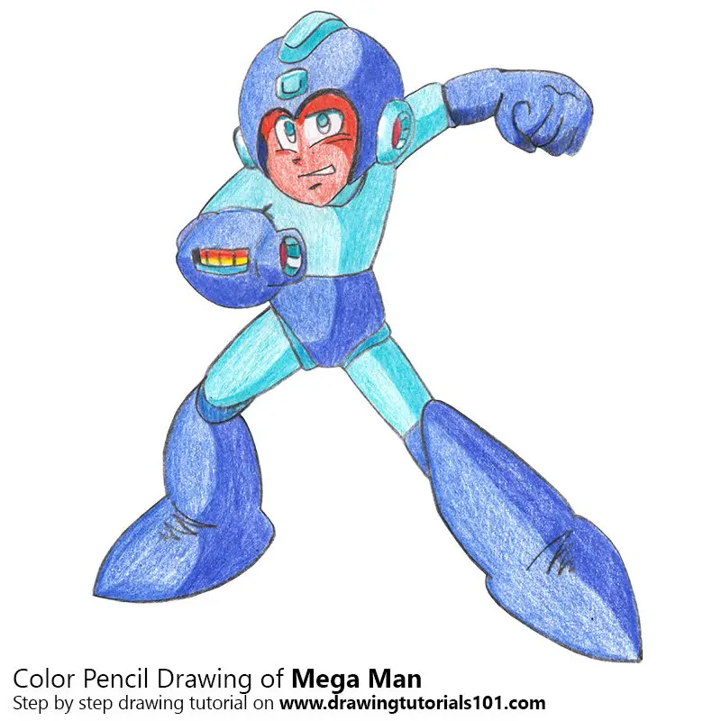 Mega Man Color Pencil Drawing