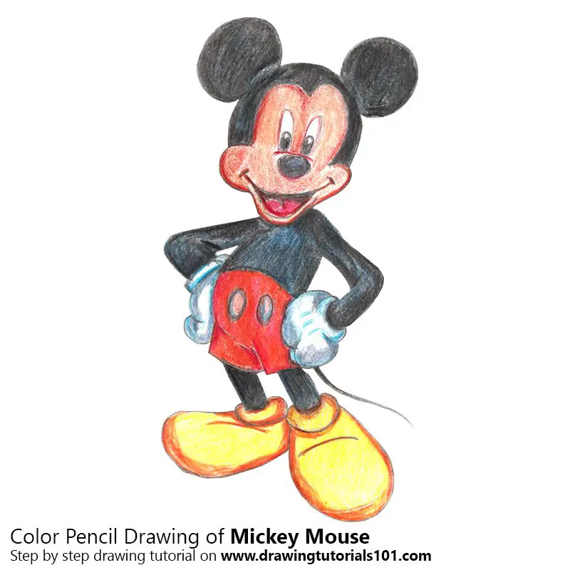 Mickey Mouse Color Pencil Drawing