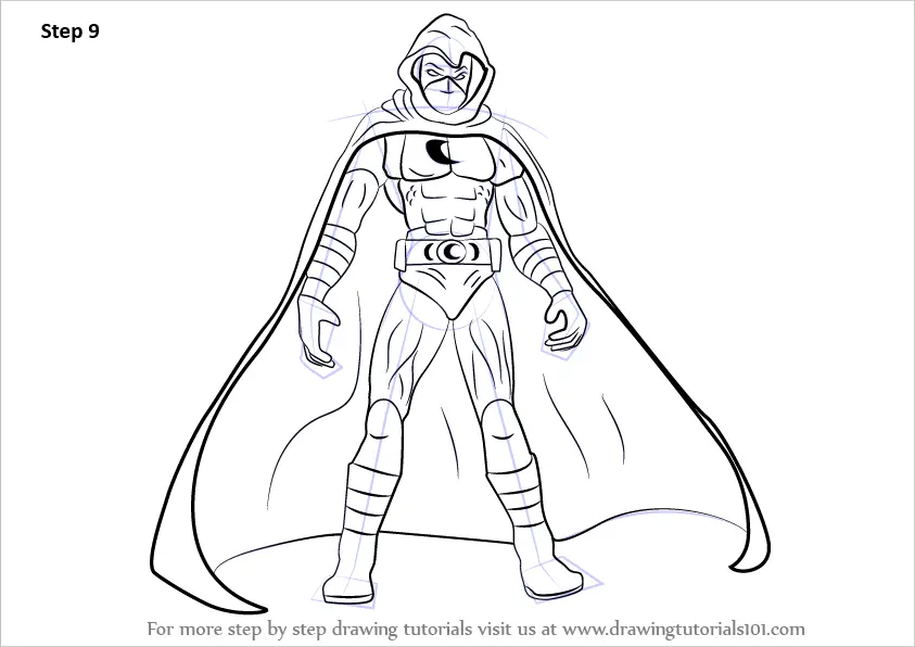 Learn How to Draw Moon Knight (Moon Knight) Step by Step Drawing