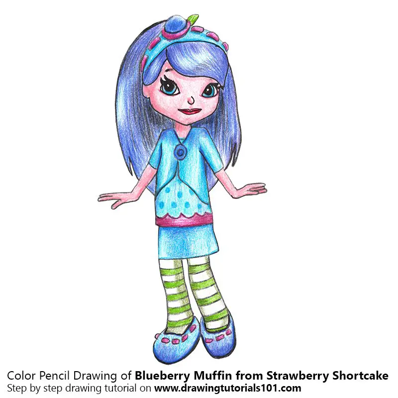 Blueberry Muffin from Strawberry Shortcake Color Pencil Drawing