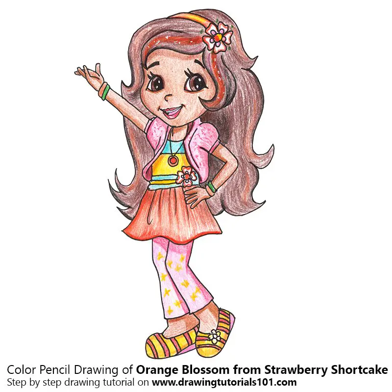 Orange Blossom from Strawberry Shortcake Color Pencil Drawing