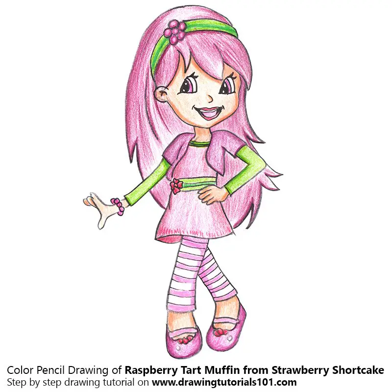 Raspberry Tart Muffin from Strawberry Shortcake Color Pencil Drawing