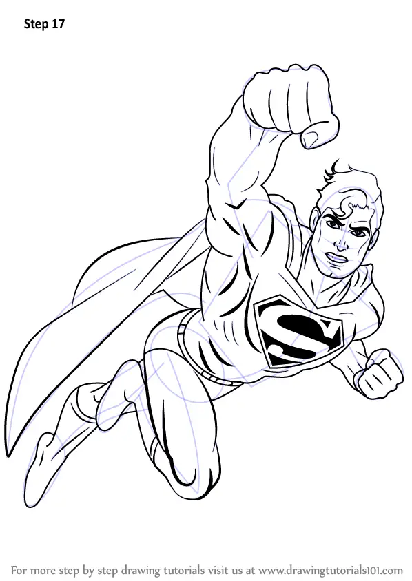 Learn How to Draw Superman Flying (Superman) Step by Step : Drawing  Tutorials