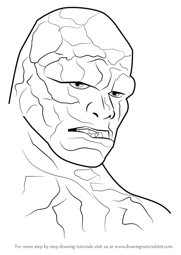 Learn How to Draw The Thing Face (The Thing) Step by Step : Drawing ...