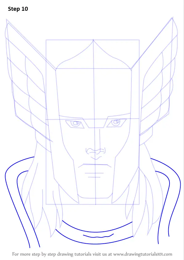 Step by Step How to Draw Thor Face : DrawingTutorials101.com