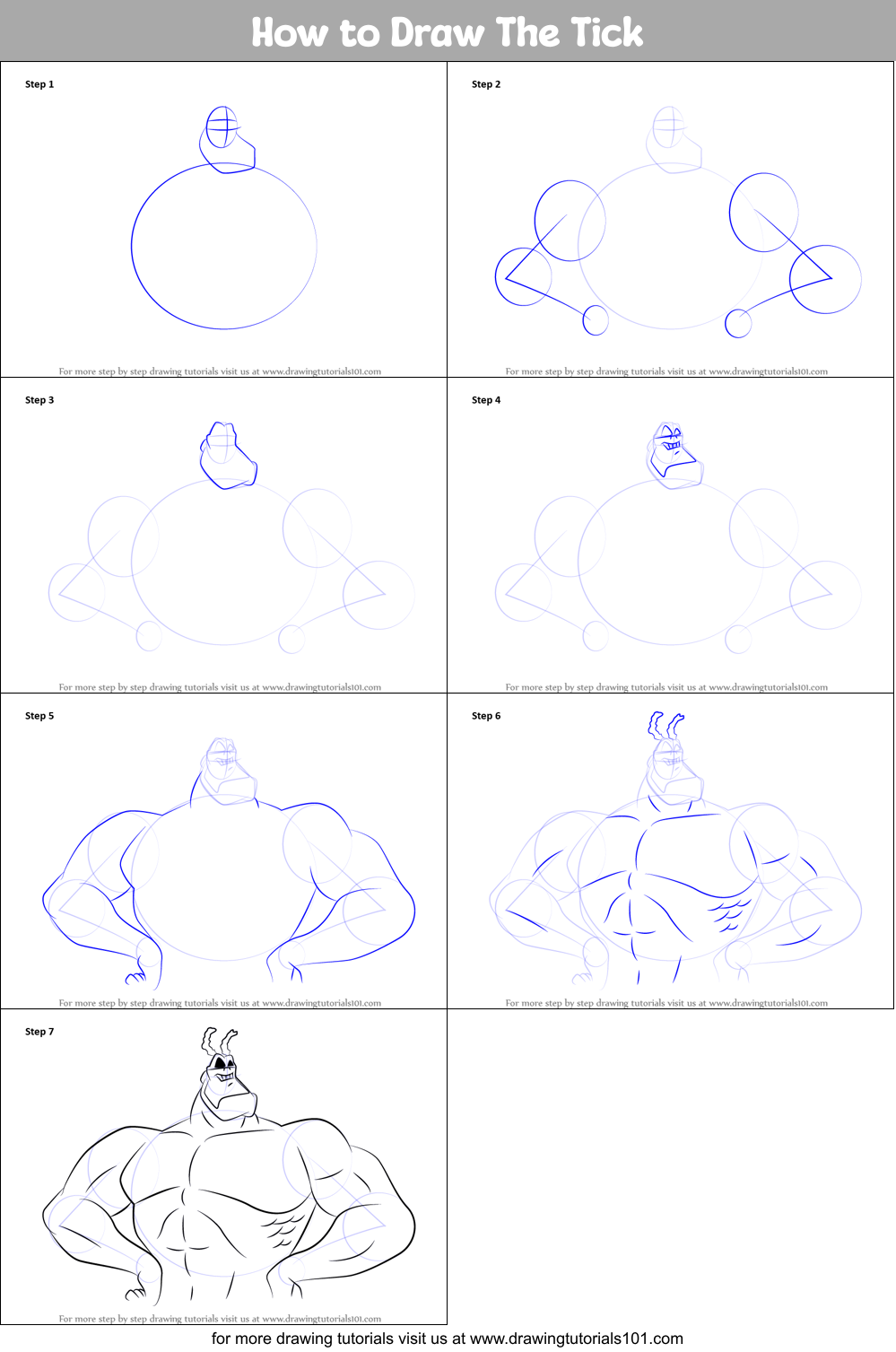 How to Draw The Tick printable step by step drawing sheet