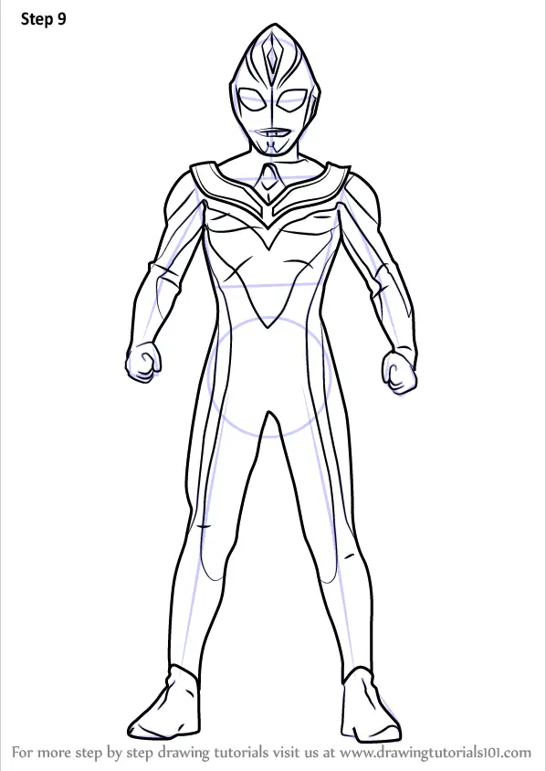 Step By Step How To Draw Ultraman Dyna Drawingtutorials101 Com