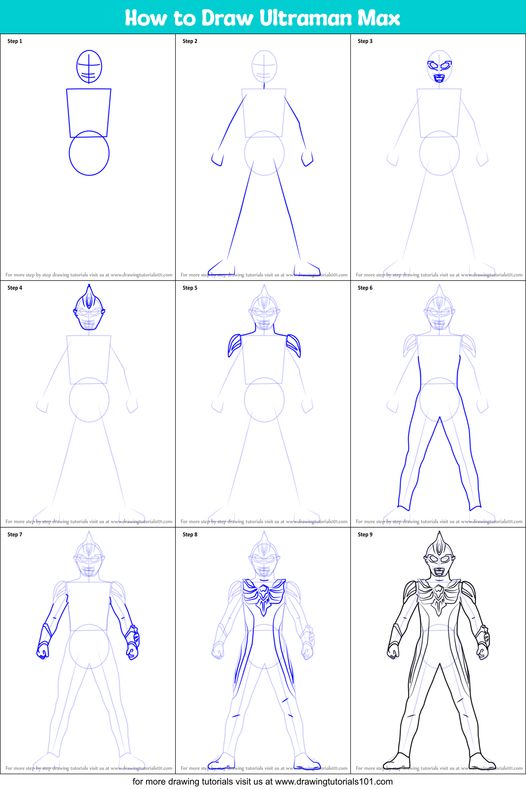 How To Draw Ultraman Max Printable Step By Step Drawing Sheet My Xxx