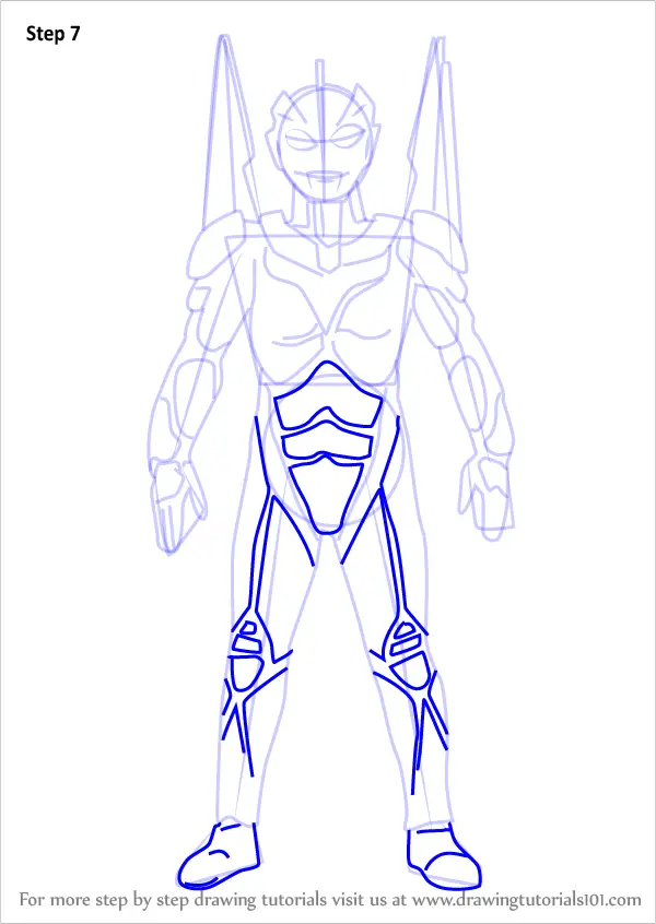 Step by Step How to Draw Ultraman Noa : DrawingTutorials101.com