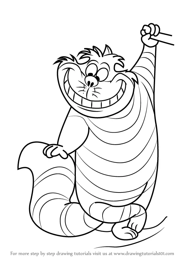 Step by Step How to Draw Cheshire Cat from Alice in Wonderland ...