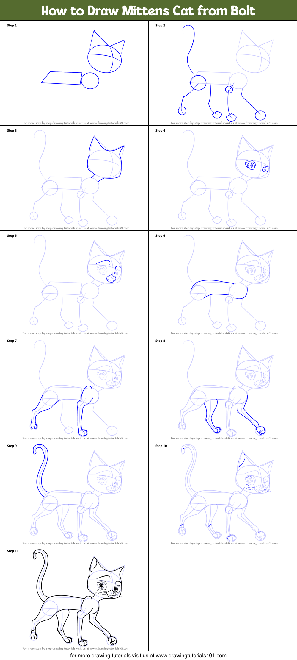 How To Draw Mittens Cat From Bolt Printable Step By Step Drawing Sheet