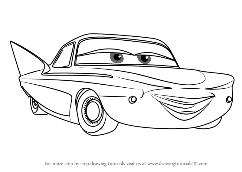 Learn How to Draw Flo from Cars 3 (Cars 3) Step by Step : Drawing Tutorials