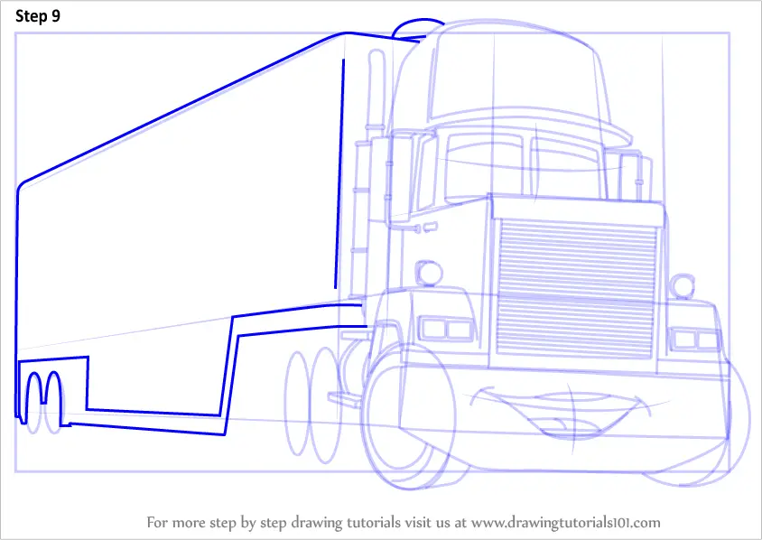 Step by Step How to Draw Mack from Cars 3 : DrawingTutorials101.com