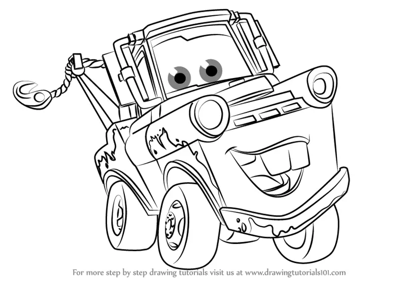 Learn How to Draw Tow Mater from Cars 3 (Cars 3) Step by Step Drawing