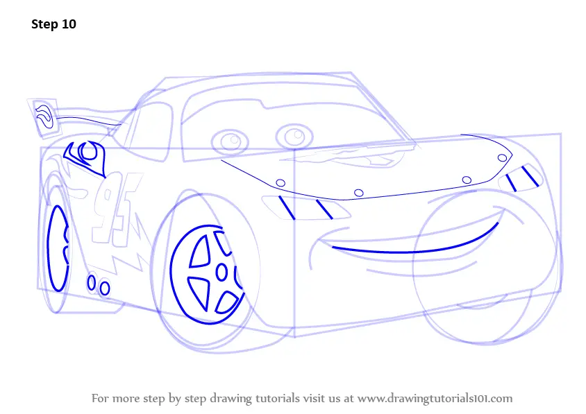 Learn How to Draw Lightning McQueen from Cars (Cars) Step by Step