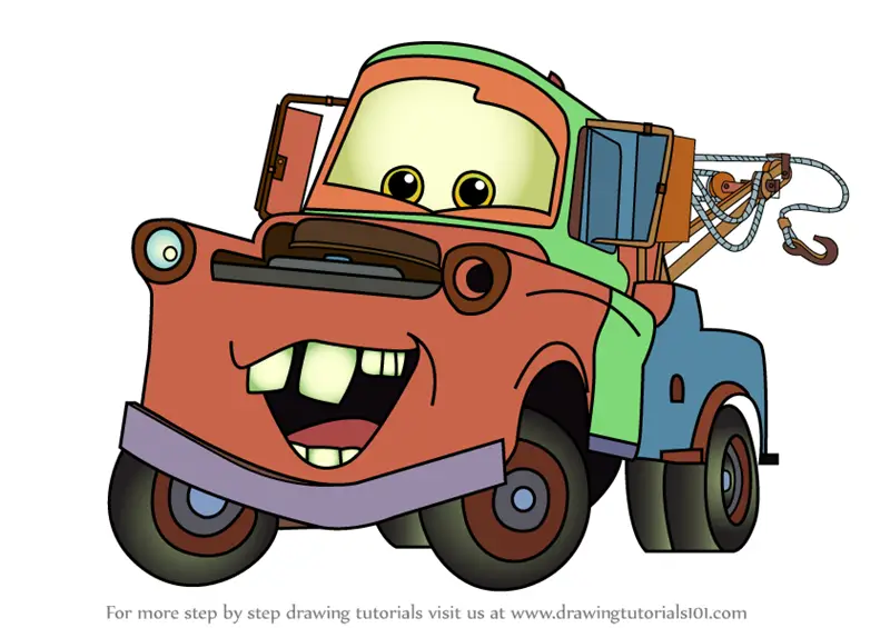 Step by Step How to Draw Tow Mater from Cars