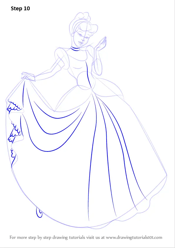 Learn How To Draw Princess Cinderella Cinderella Step By Step Drawing Tutorials 2603