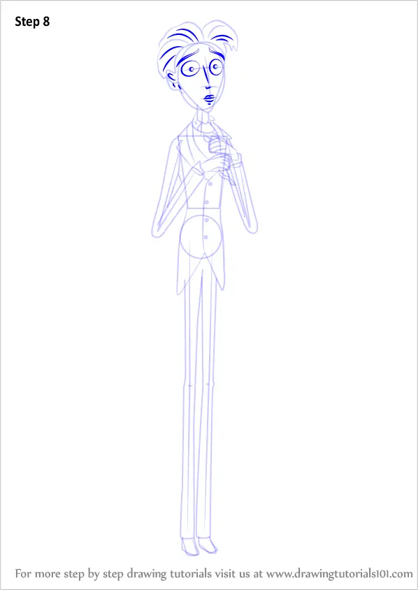 Step by Step How to Draw Victor Van Dort from Corpse Bride