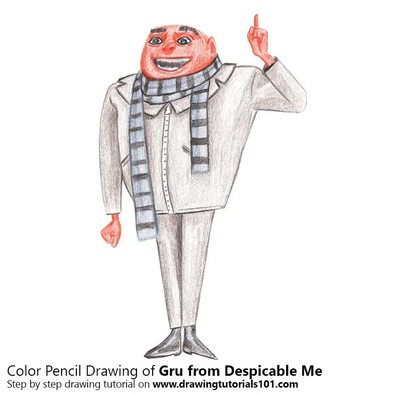 Gru from Despicable Me Color Pencil Drawing
