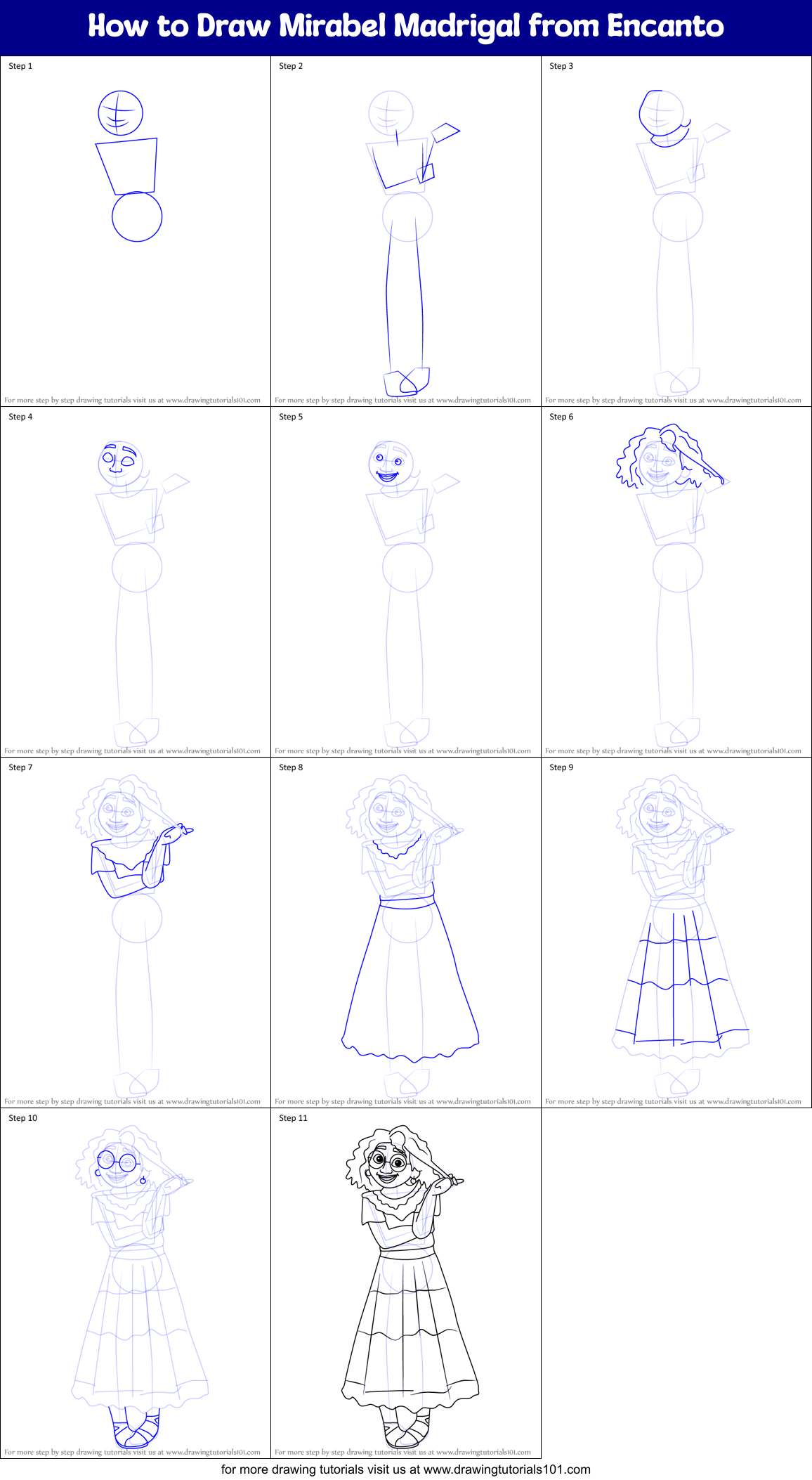 How To Draw Mirabel Madrigal From Encanto Printable Step By Step Drawing Sheet 0254