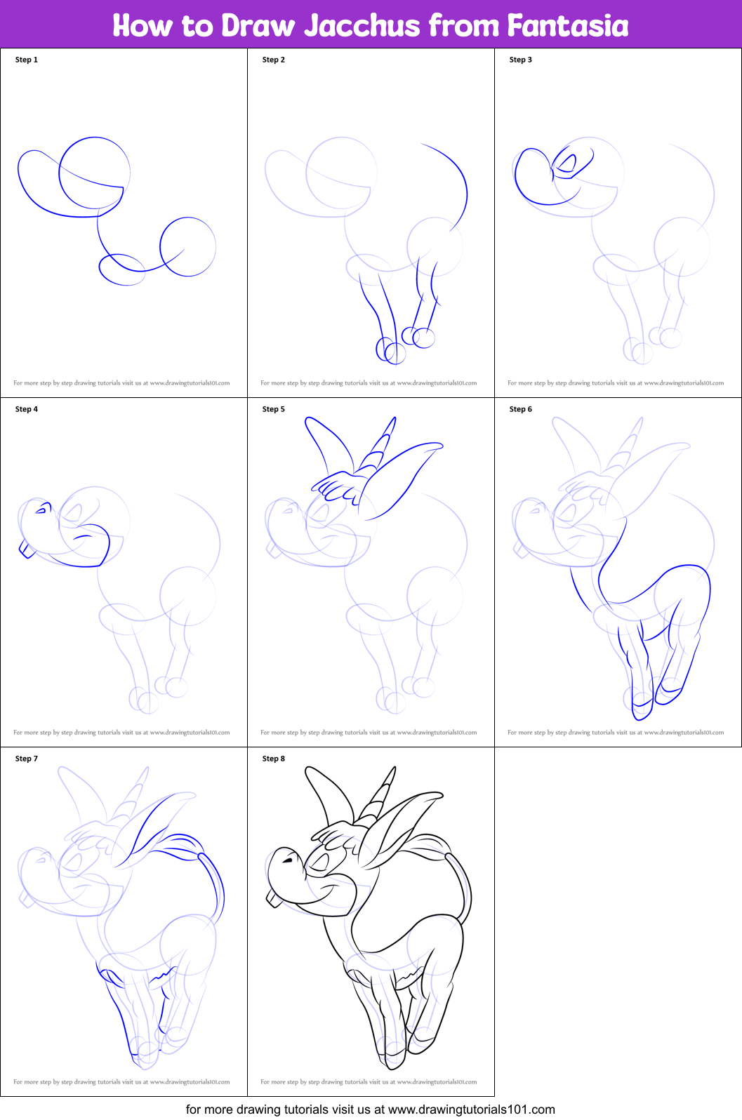 How to Draw Jacchus from Fantasia printable step by step drawing sheet ...