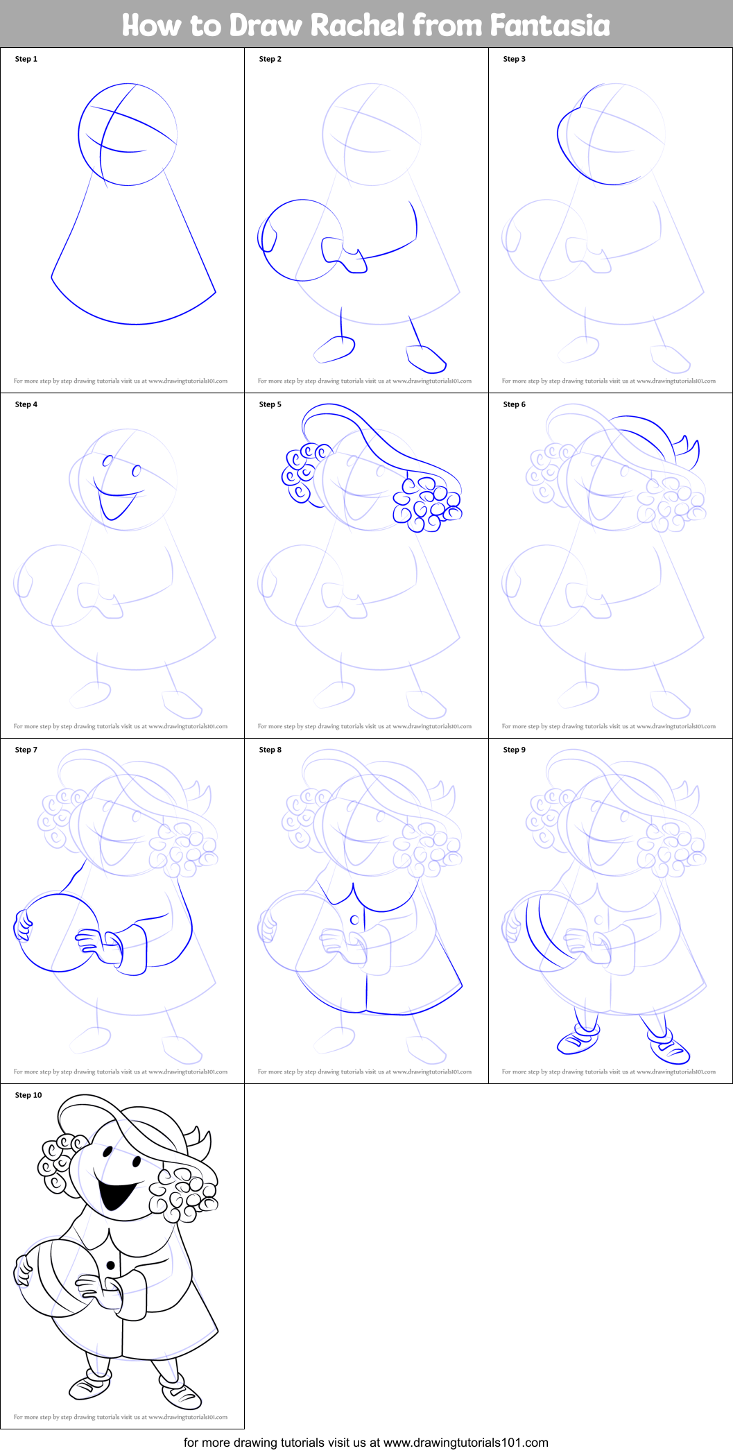 How To Draw Rachel From Fantasia Printable Step By Step Drawing Sheet