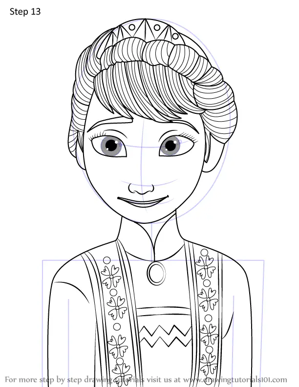 Step by Step How to Draw Queen Iduna from Frozen 2 ...