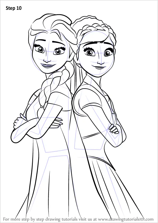 How to Draw Elsa and Anna from Frozen Fever (Frozen Fever) Step by Step