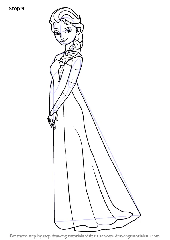 Learn How to Draw Elsa from Frozen (Frozen) Step by Step : Drawing Tutorials