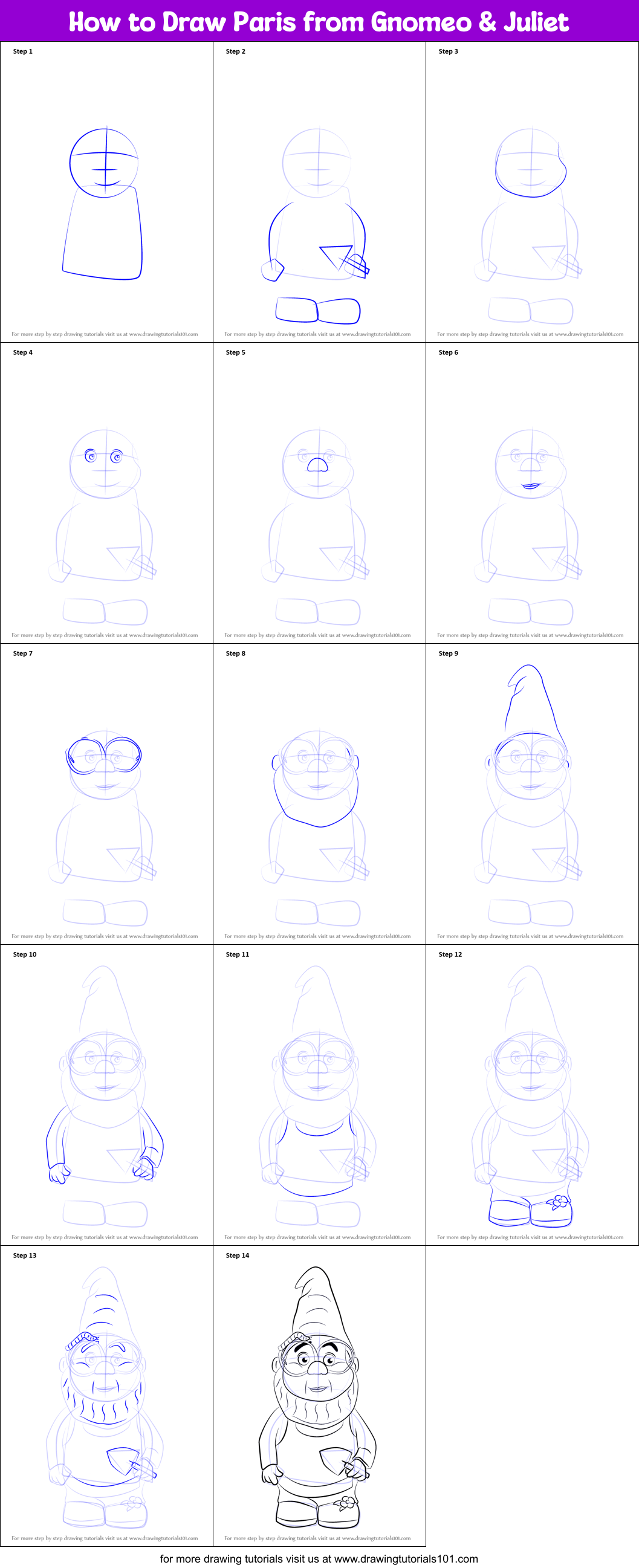 How to Draw Paris from Gnomeo & Juliet printable step by step drawing ...