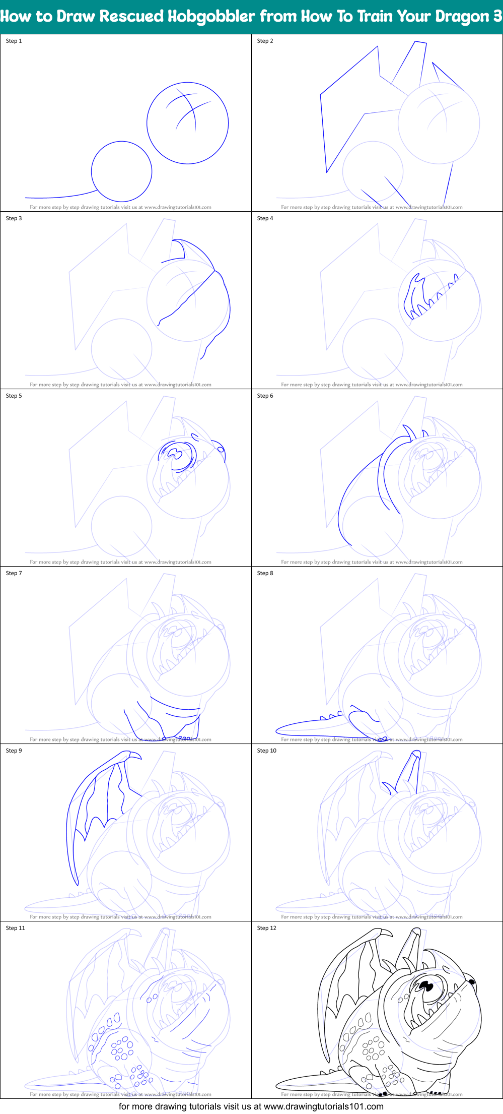 How to Draw Rescued Hobgobbler from How To Train Your Dragon 3 (How To ...