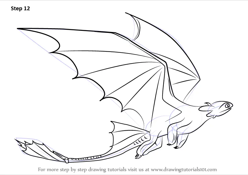 Learn How to Draw Toothless Flying from How to Train Your Dragon (How